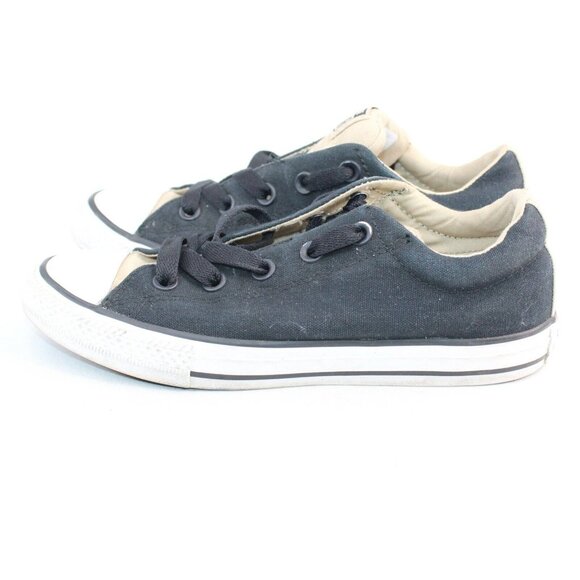 Converse ALL STARS Junior Sz 3.5 Low Top Canvas Lace Up Black Sneakers Shoes - Picture 6 of 9